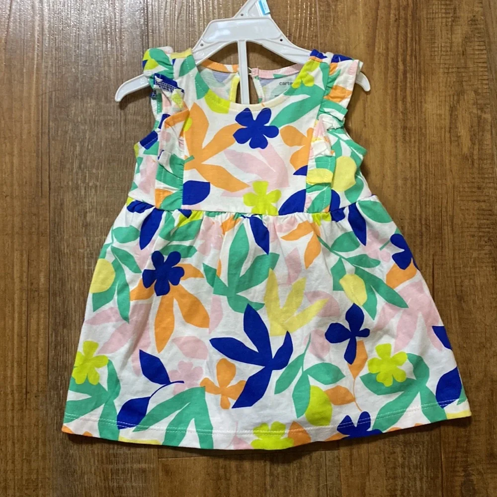 Carter’s floral cotton sleeveless dress with matching diaper cover size 6 months